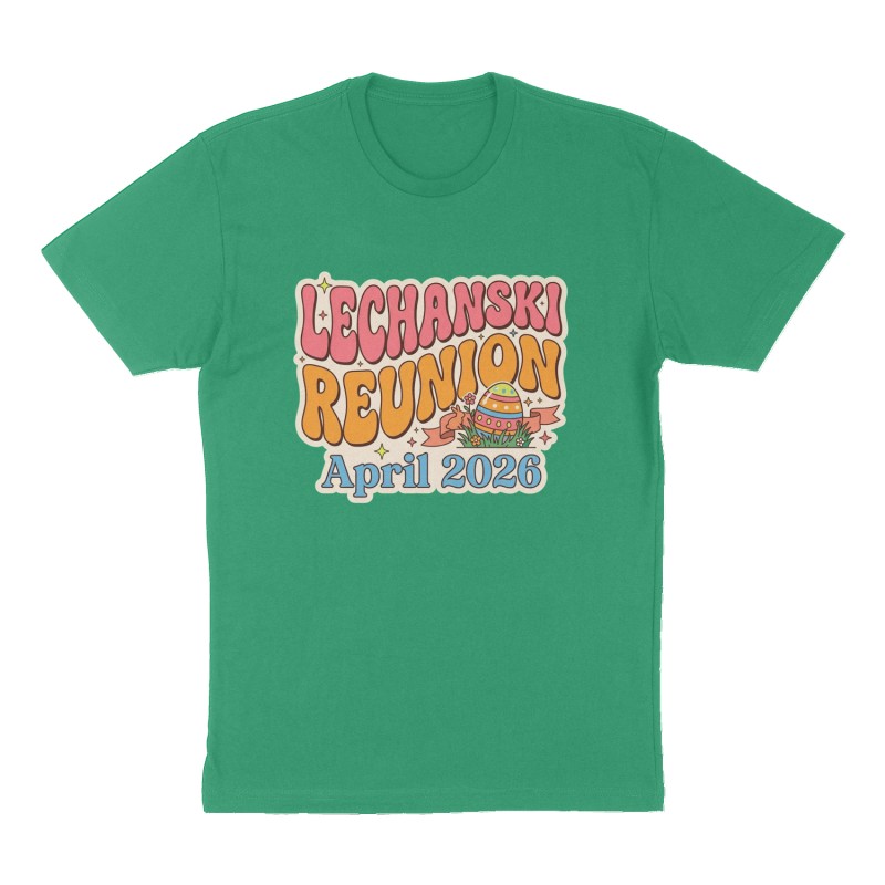 Custom t-shirt: "Lechanski Reunion", Front print, green shirt