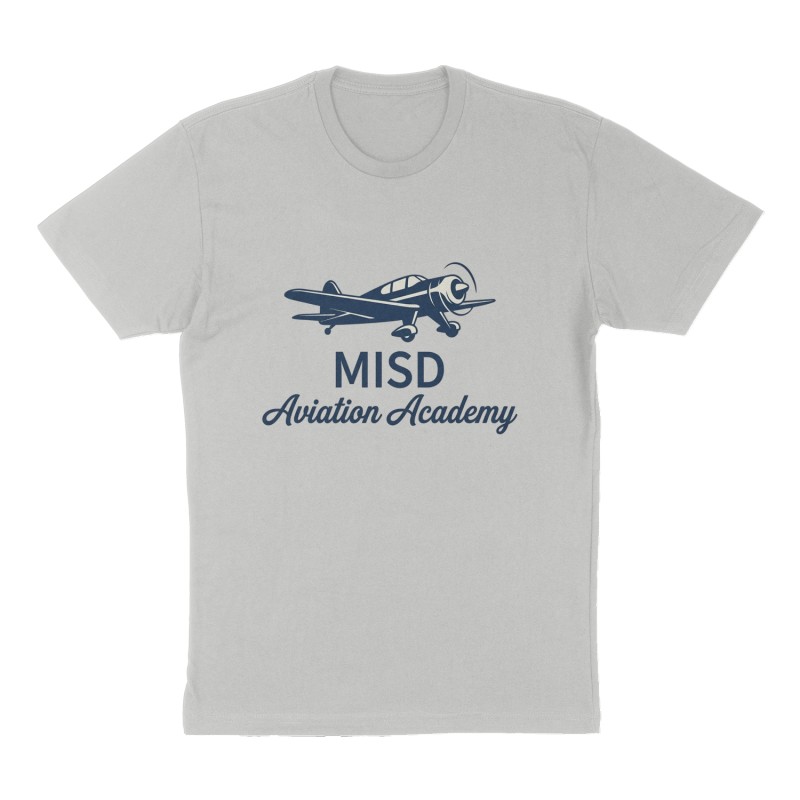 Custom t-shirt: "MISD Aviation Academy", Front print, heather-gray shirt