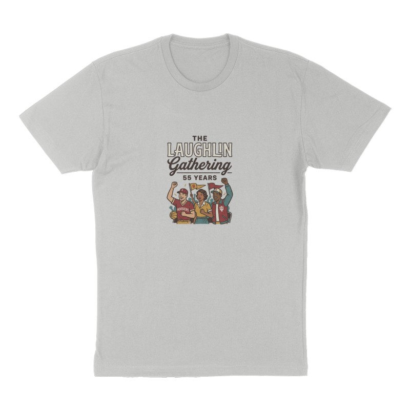 Custom t-shirt: "The Laughlin Gathering ", Front print, heather-gray shirt
