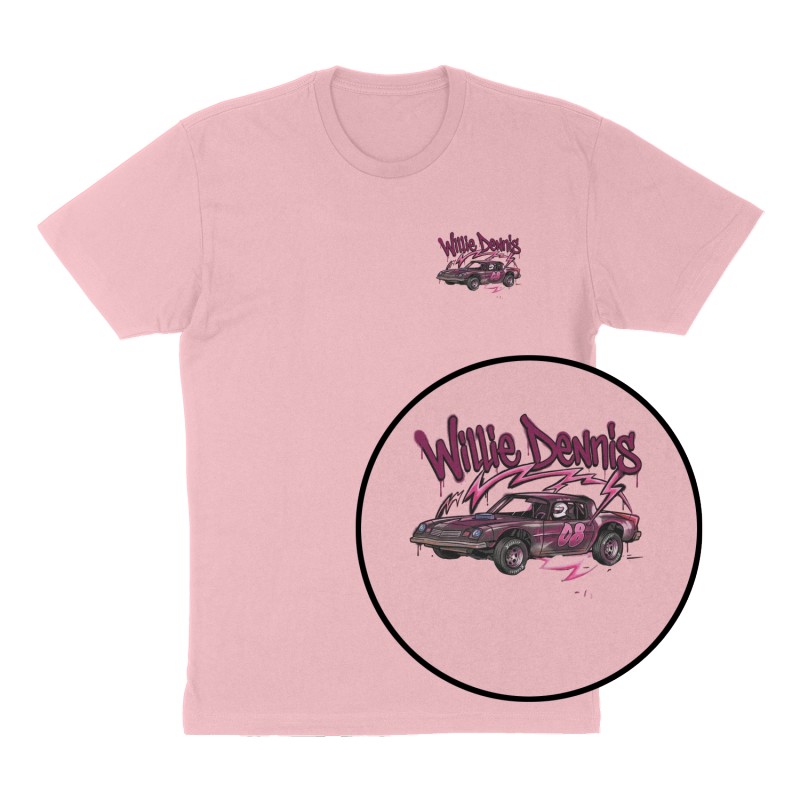 Custom t-shirt: "Willie Dennis ", Left Chest print, pink shirt