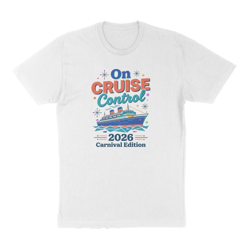 Custom t-shirt: "On Cruise Control", Front print, white shirt