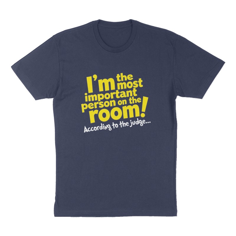 Custom t-shirt: "I’m the most important person on the room!", Front print, navy shirt