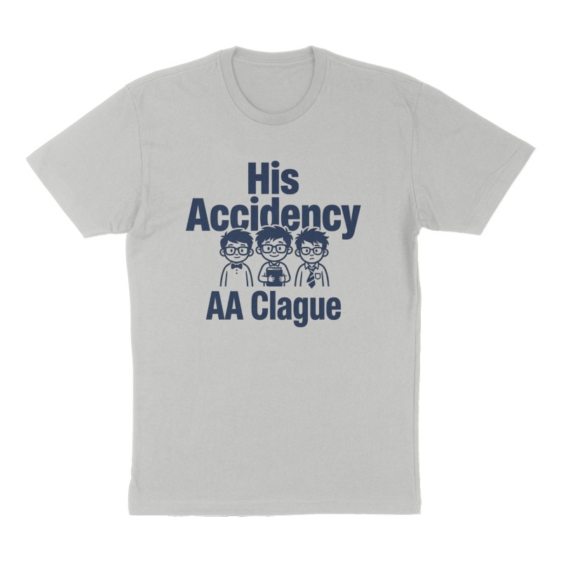 Custom t-shirt: "His Accidency", Front print, heather-gray shirt