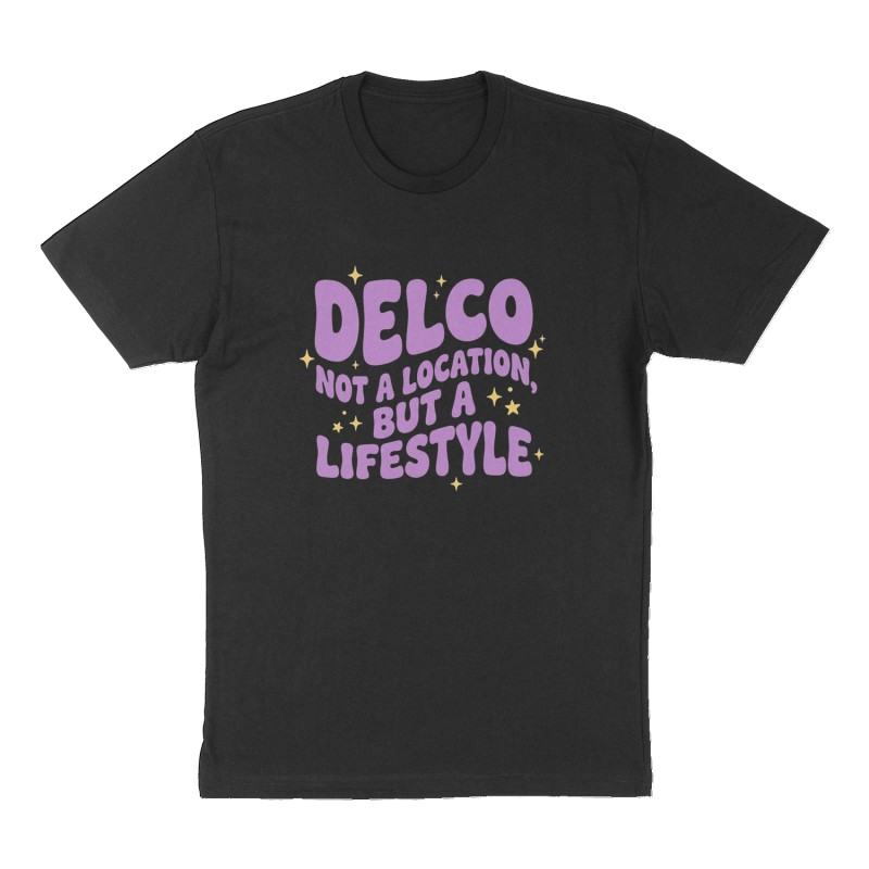 Custom t-shirt: "DELCO", Front print, black shirt
