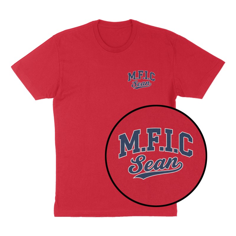 Custom t-shirt: "M.F.I.C", Left Chest print, red shirt