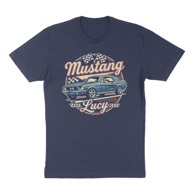 Custom t-shirt: "Mustang", Front print, navy shirt