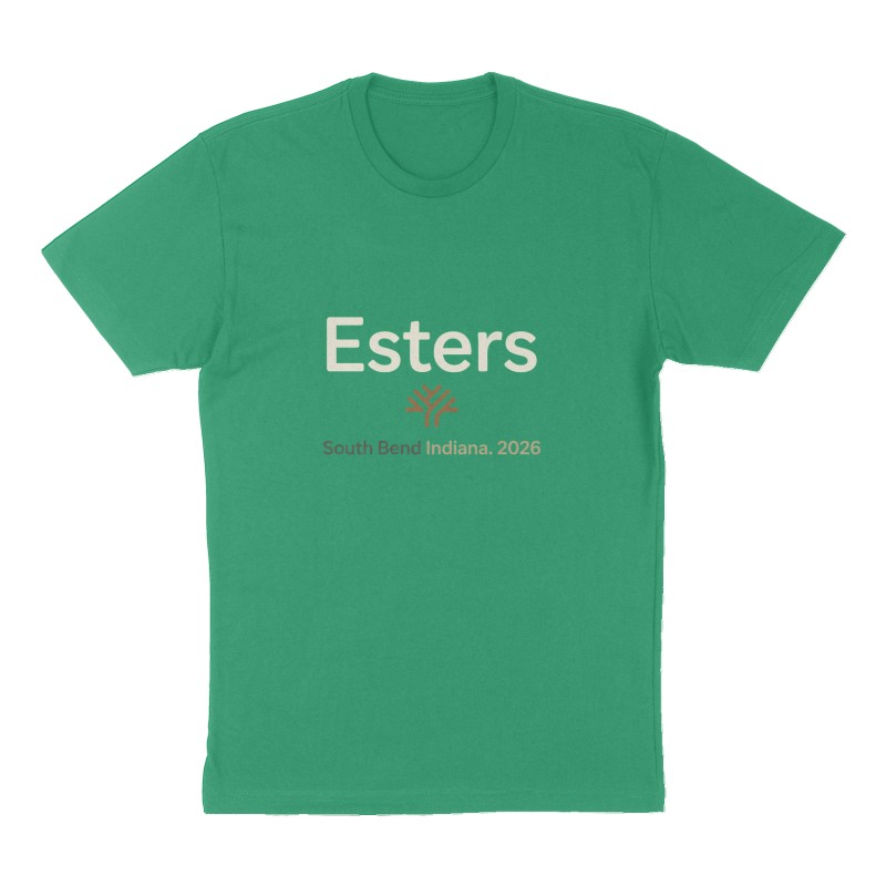 Custom t-shirt: "Esters ", Front print, green shirt