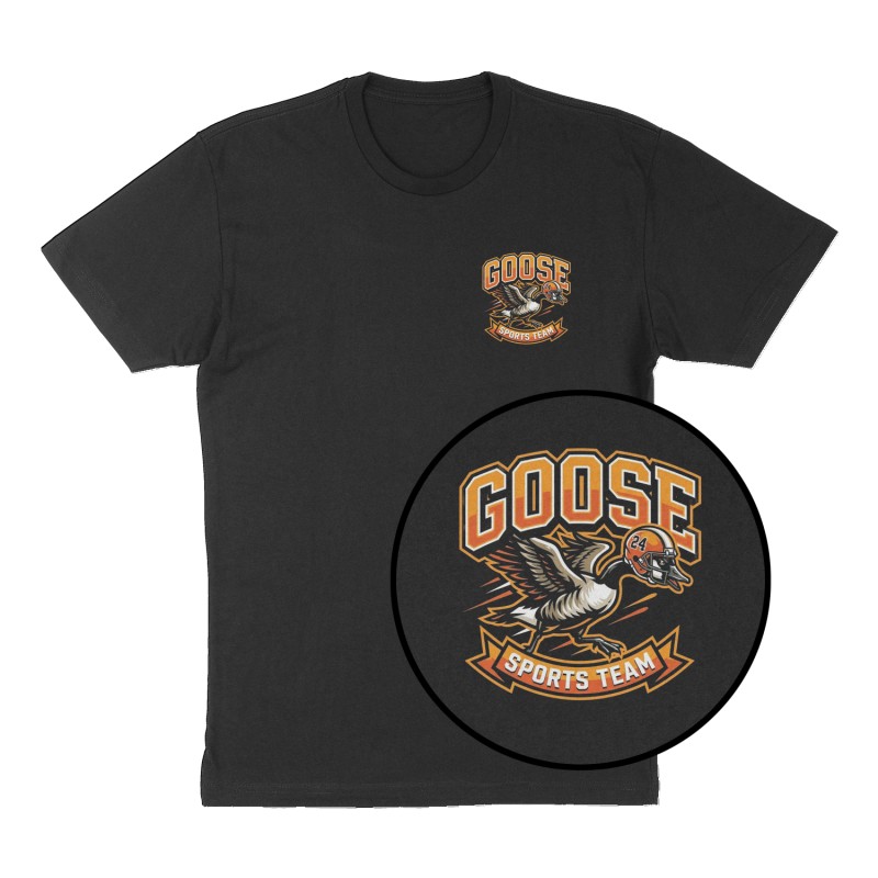 Custom t-shirt: "goose", Left Chest print, black shirt