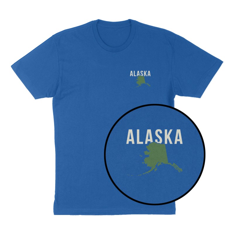 Custom t-shirt: "Alaska", Left Chest print, royal-blue shirt