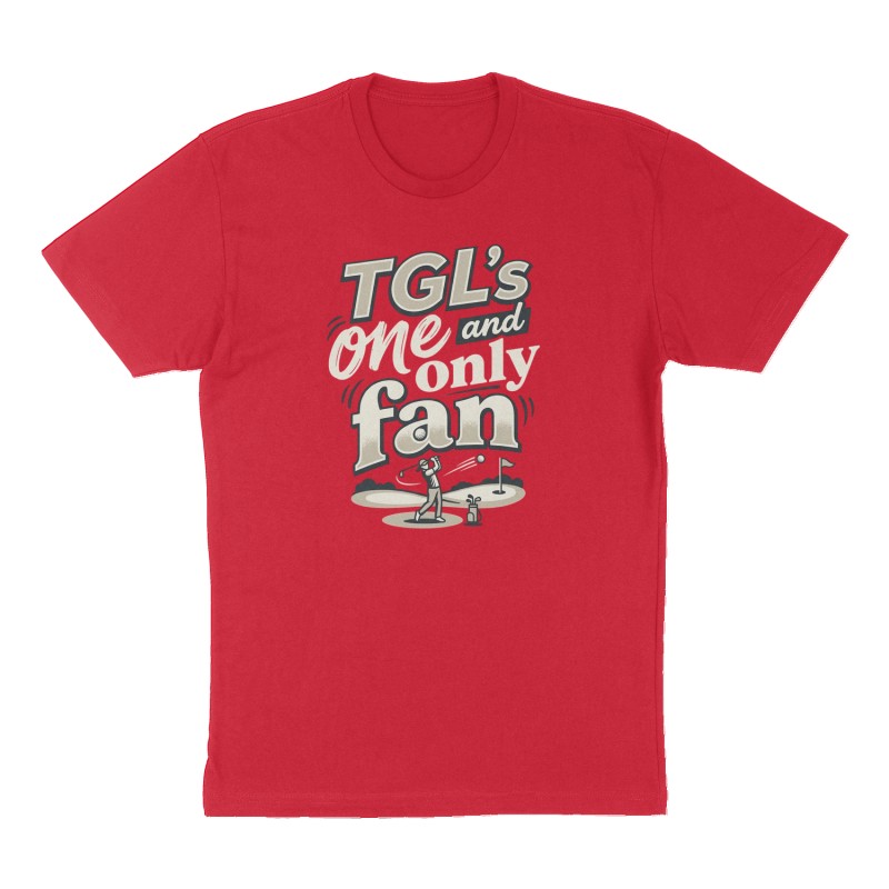 Custom t-shirt: "TGL’s one and only fan", Front print, red shirt
