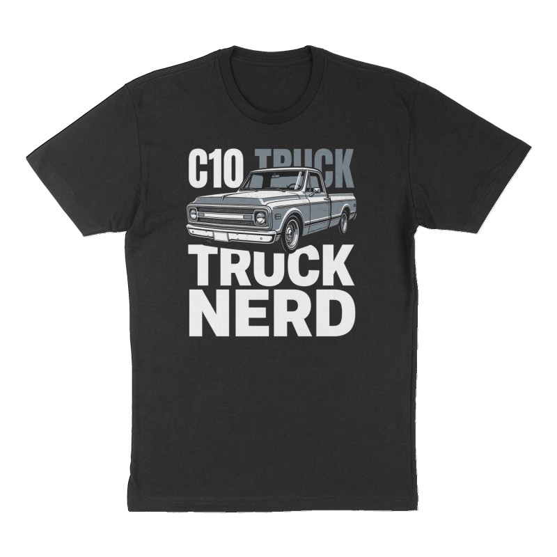 Custom t-shirt: "C10 Truck Nerd", Front print, black shirt