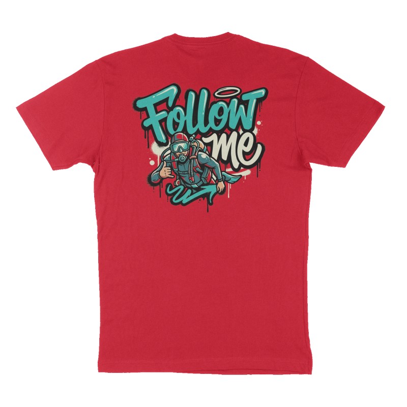 Custom t-shirt: "Follow me", Back print, red shirt