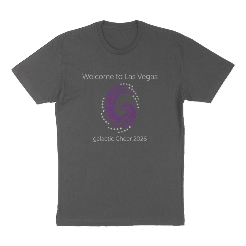 Custom t-shirt: "Welcome to Las Vegas", Front print, charcoal shirt