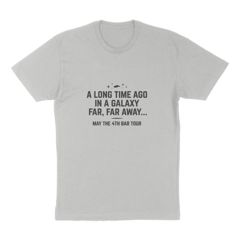 Custom t-shirt: "A long time ago in a galaxy far, far away…", Front print, heather-gray shirt