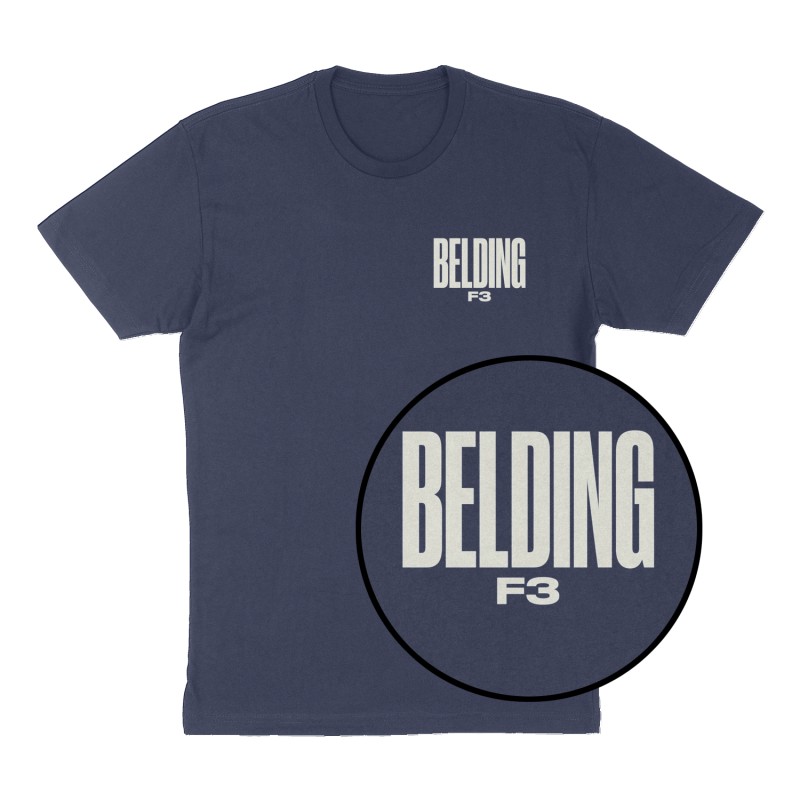 Custom t-shirt: "Belding", Left Chest print, navy shirt