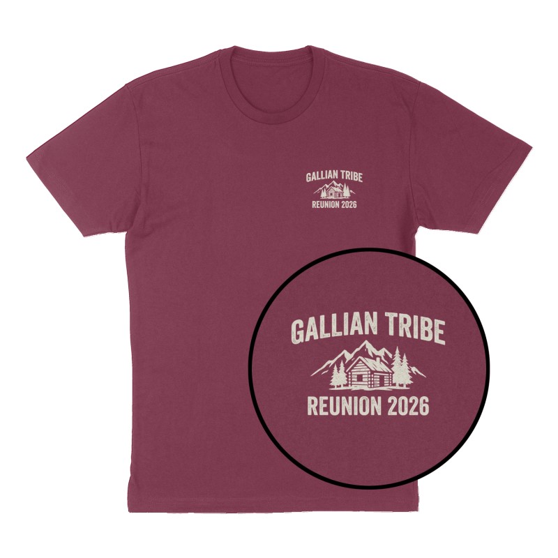 Custom t-shirt: "Gallian Tribe", Left Chest print, maroon shirt