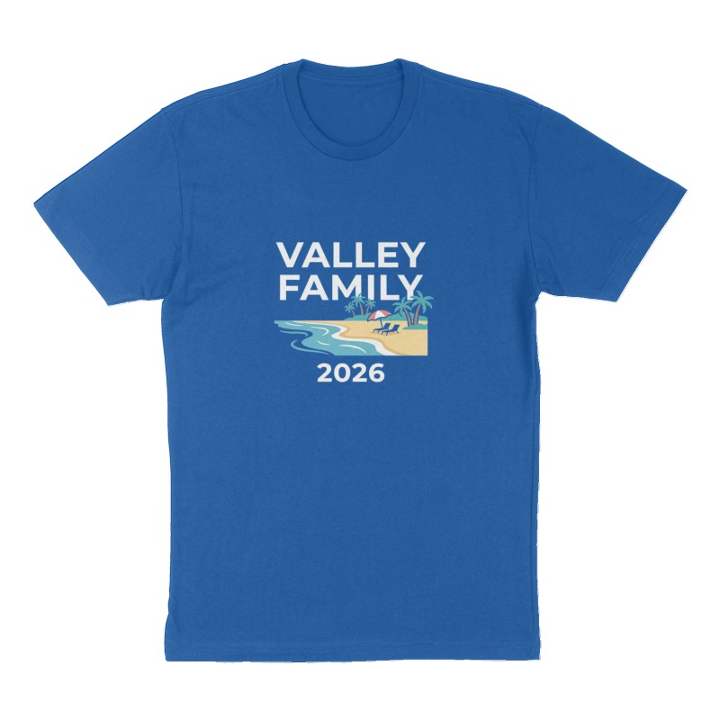 Custom t-shirt: "Valley family", Front print, royal-blue shirt