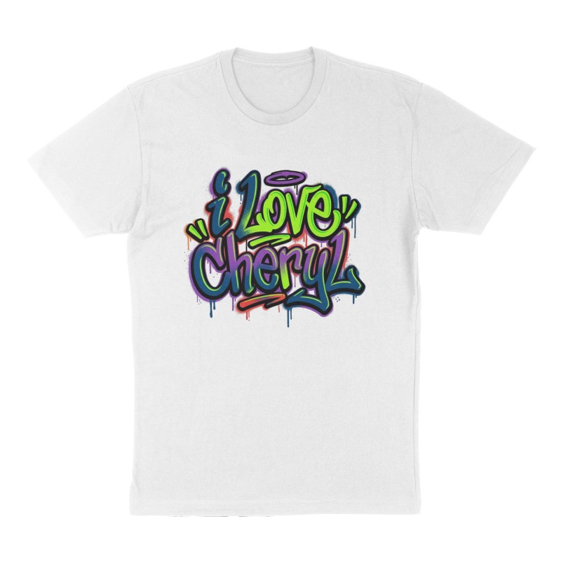 Custom t-shirt: "i love cheryl", Front print, white shirt