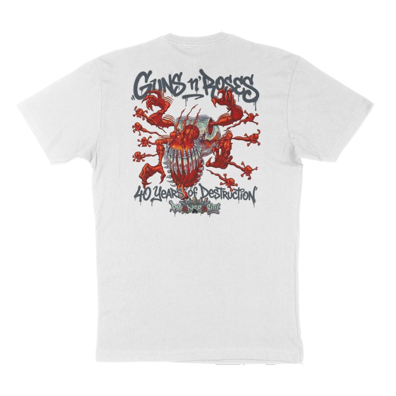 Custom t-shirt: "Guns n Roses", Back print, white shirt