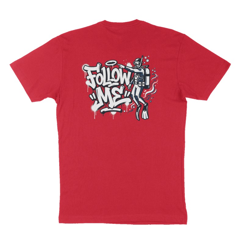 Custom t-shirt: "Follow me", Back print, red shirt
