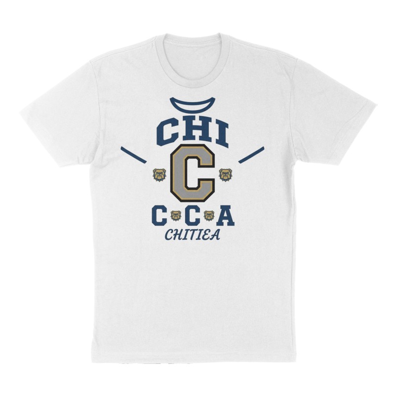 Custom t-shirt: "CHI", Front print, white shirt