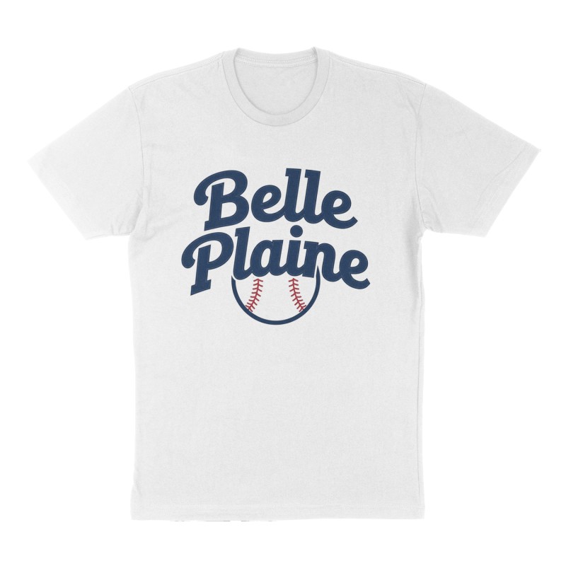 Custom t-shirt: "Belle Plaine", Front print, white shirt