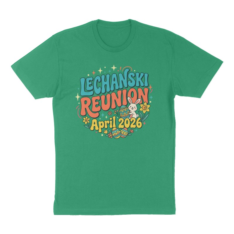 Custom t-shirt: "Lechanski Reunion", Front print, green shirt