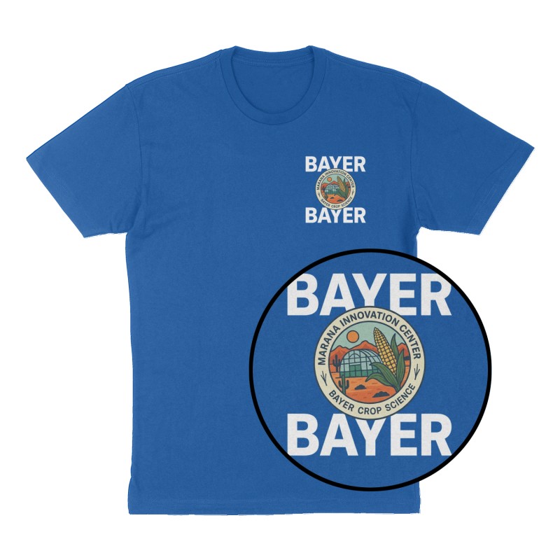 Custom t-shirt: "Bayer Bayer ", Left Chest print, royal-blue shirt