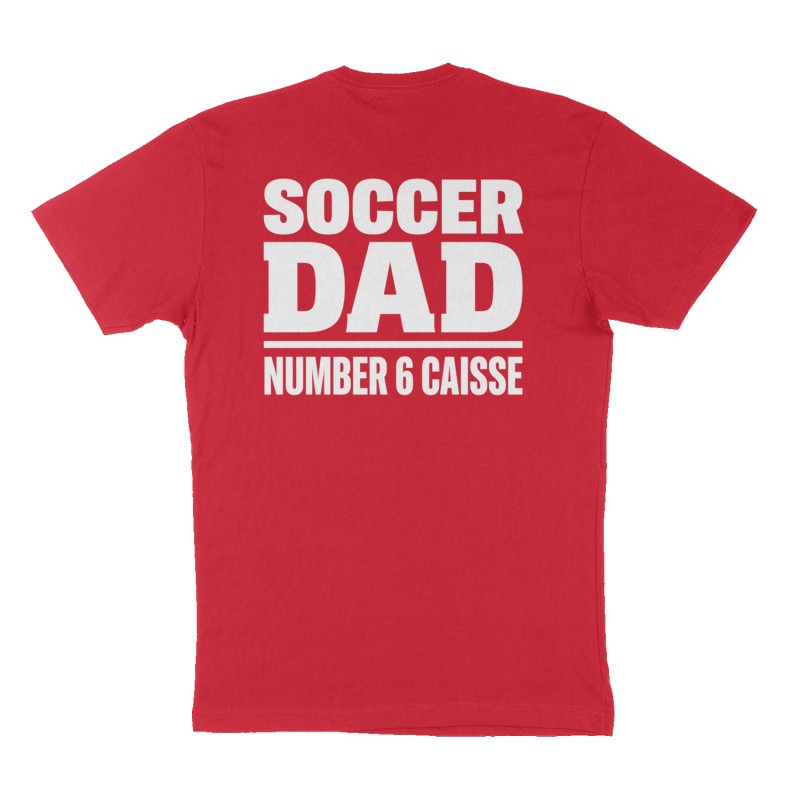 Custom t-shirt: "SOCCER DAD", Back print, red shirt
