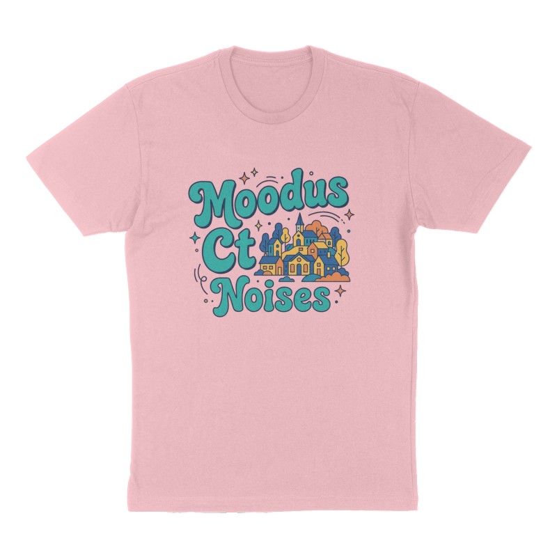 Custom t-shirt: "Moodus Ct", Front print, pink shirt