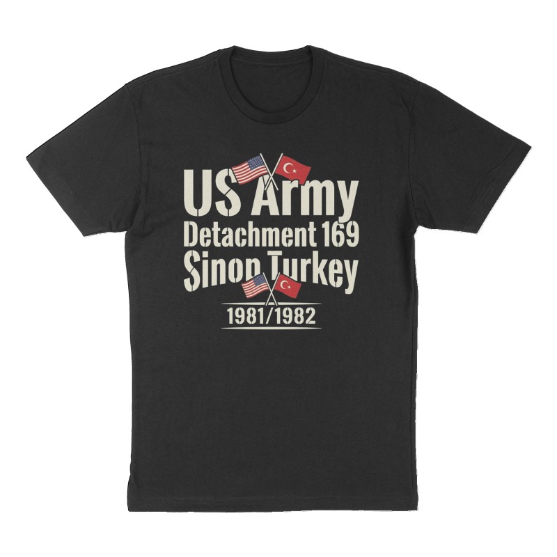 Custom t-shirt: "US Army Detachment 169 Sinop Turkey ", Front print, black shirt