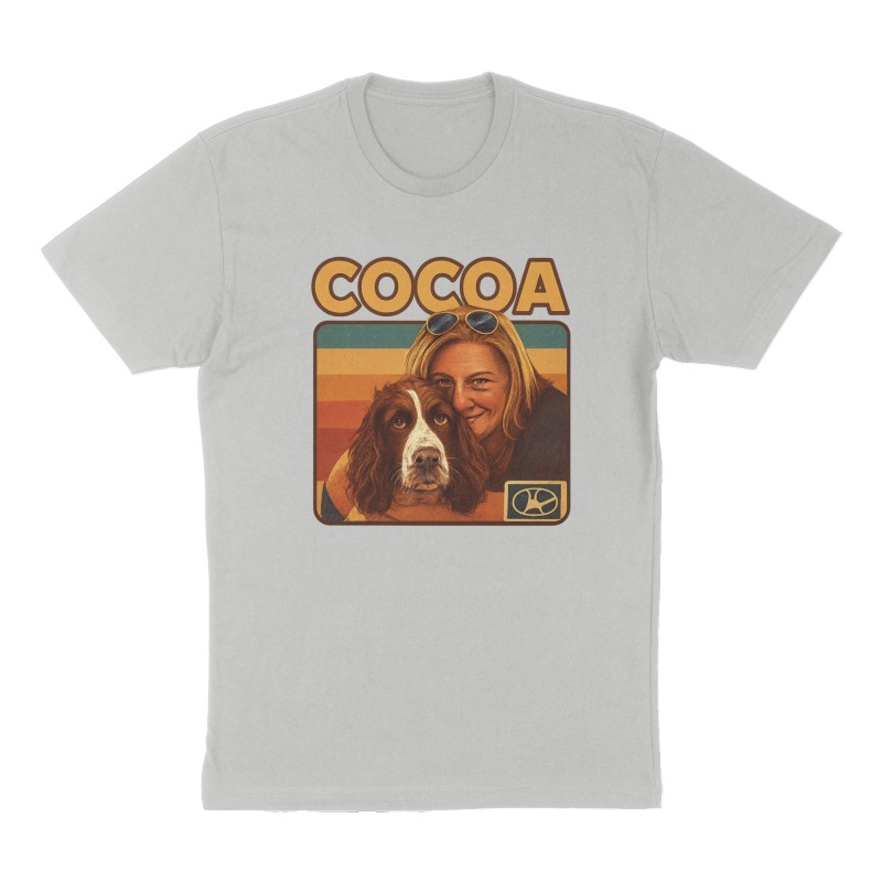Custom t-shirt: "COCOA ", Front print, heather-gray shirt