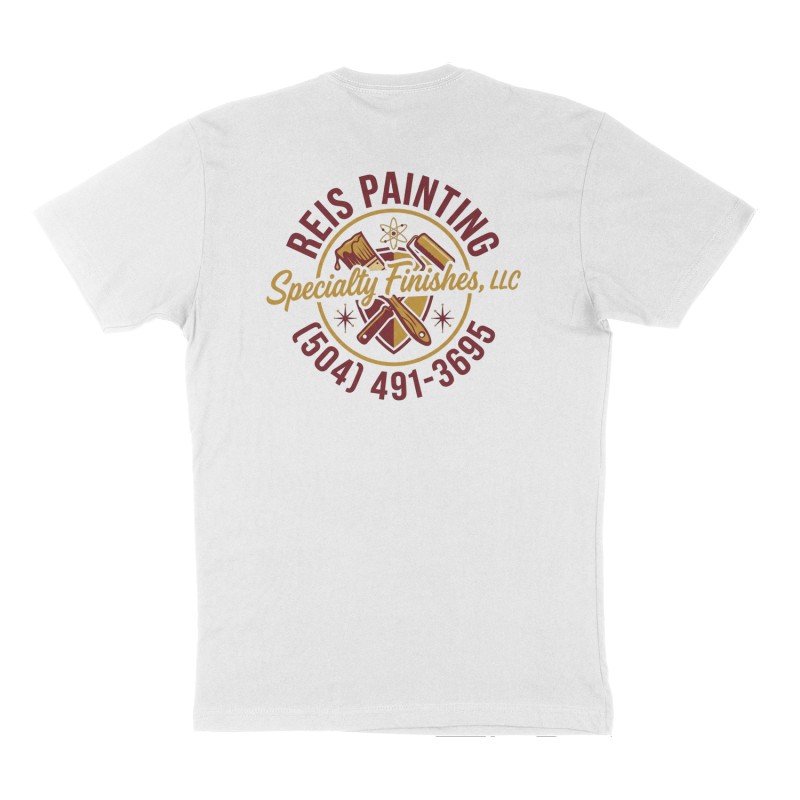Custom t-shirt: "Reis Painting & Specialty Finishes , LLC", Back print, white shirt