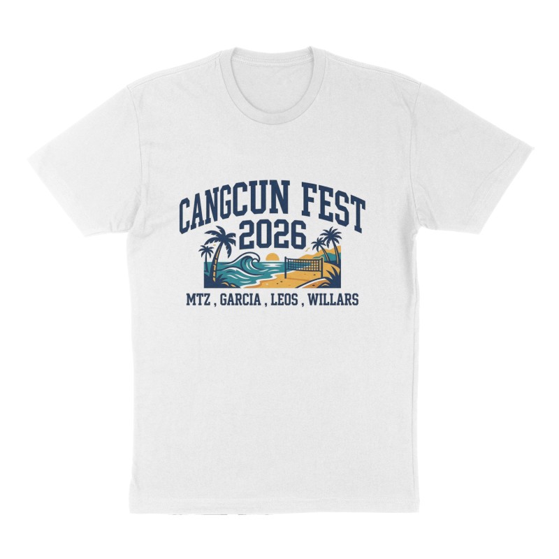 Custom t-shirt: "Cancun Fest 2026 ", Front print, white shirt