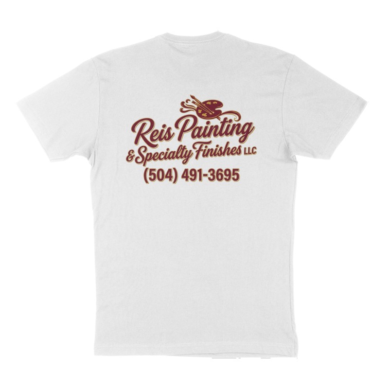 Custom t-shirt: "Reis Painting & Specialty Finishes LLC", Back print, white shirt