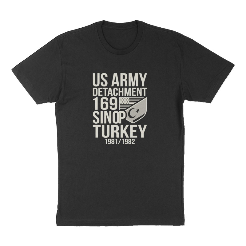 Custom t-shirt: "US Army Detachment 169 Sinop Turkey ", Front print, black shirt