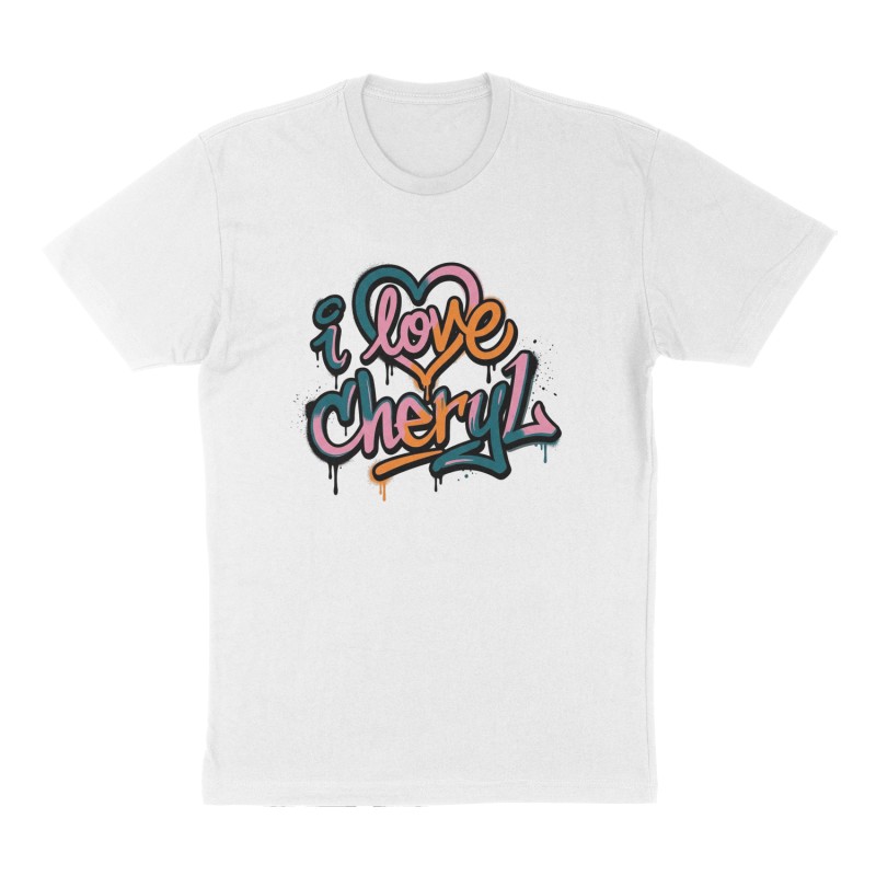 Custom t-shirt: "i love cheryl", Front print, white shirt