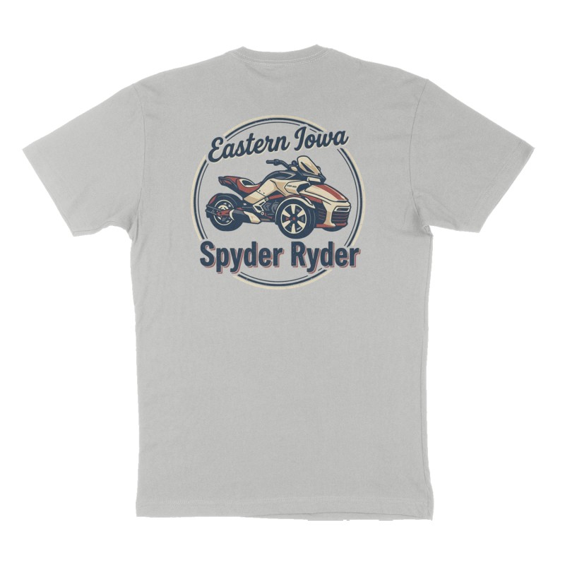 Custom t-shirt: "Eastern Iowa Spyder Ryder", Back print, heather-gray shirt