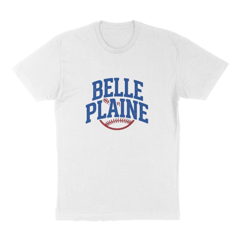 Custom t-shirt: "Belle Plaine", Front print, white shirt