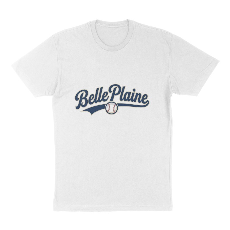 Custom t-shirt: "Belle Plaine", Front print, white shirt