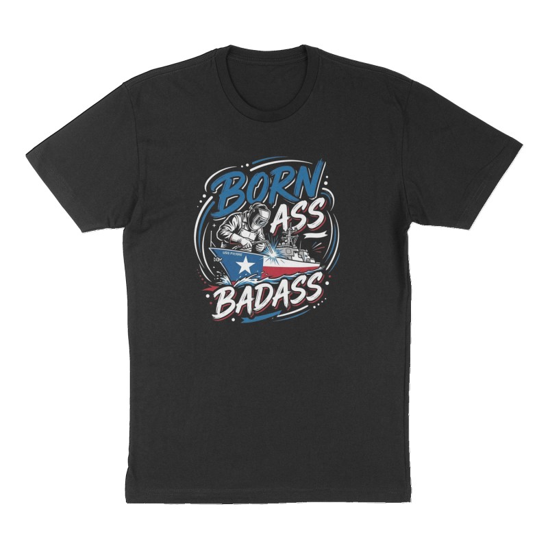 Custom t-shirt: "Born Badass", Front print, black shirt