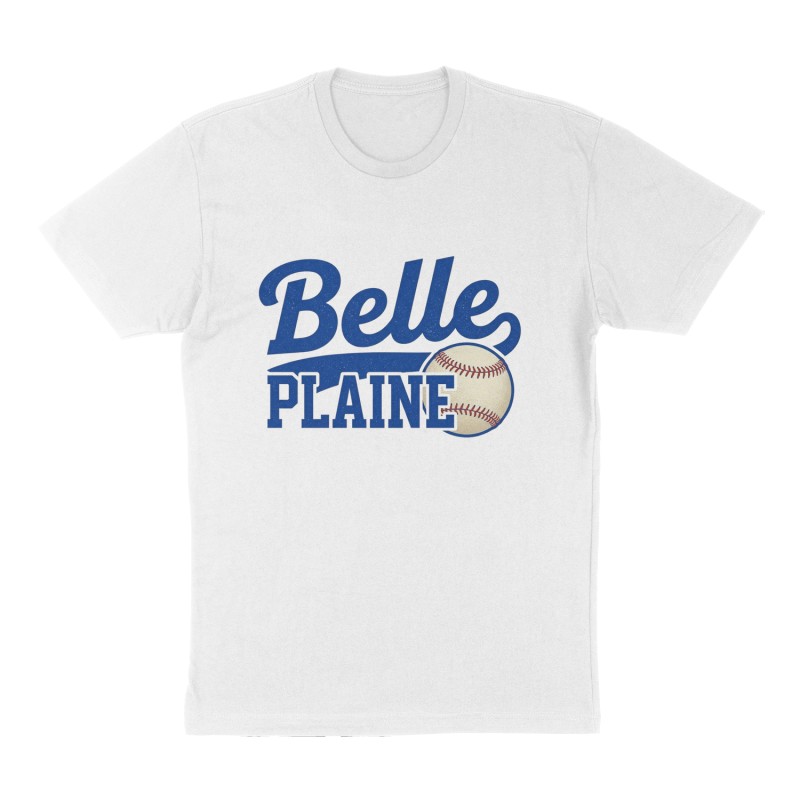 Custom t-shirt: "Belle Plaine", Front print, white shirt