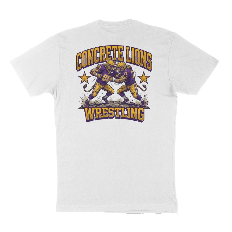 Custom t-shirt: "Concrete Lions", Back print, white shirt
