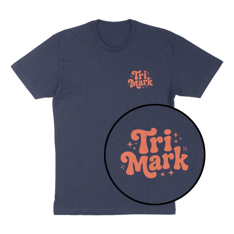 Custom t-shirt: "TriMark", Left Chest print, navy shirt