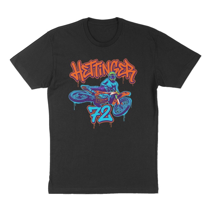 Custom t-shirt: "Hettinger 72", Front print, black shirt