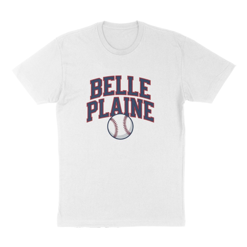 Custom t-shirt: "Belle Plaine", Front print, white shirt
