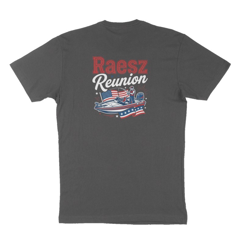 Custom t-shirt: "Raesz Reunion", Back print, charcoal shirt