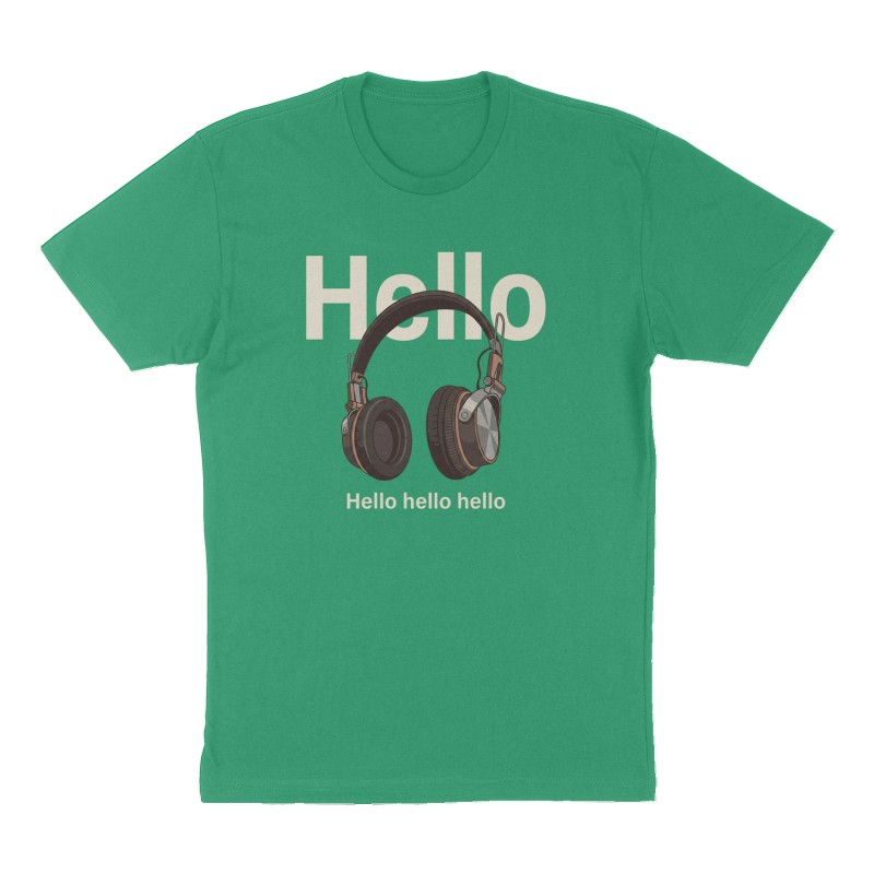 Custom t-shirt: "Hello", Front print, green shirt