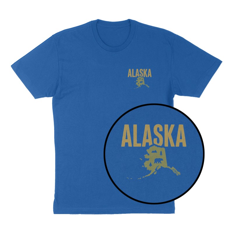 Custom t-shirt: "Alaska", Left Chest print, royal-blue shirt