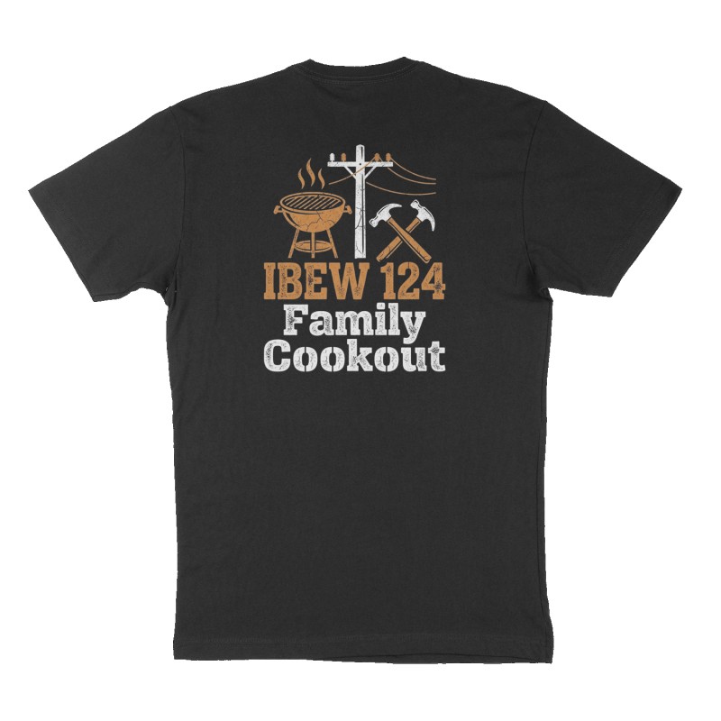Custom t-shirt: "IBEW 124 Family Cookout ", Back print, black shirt